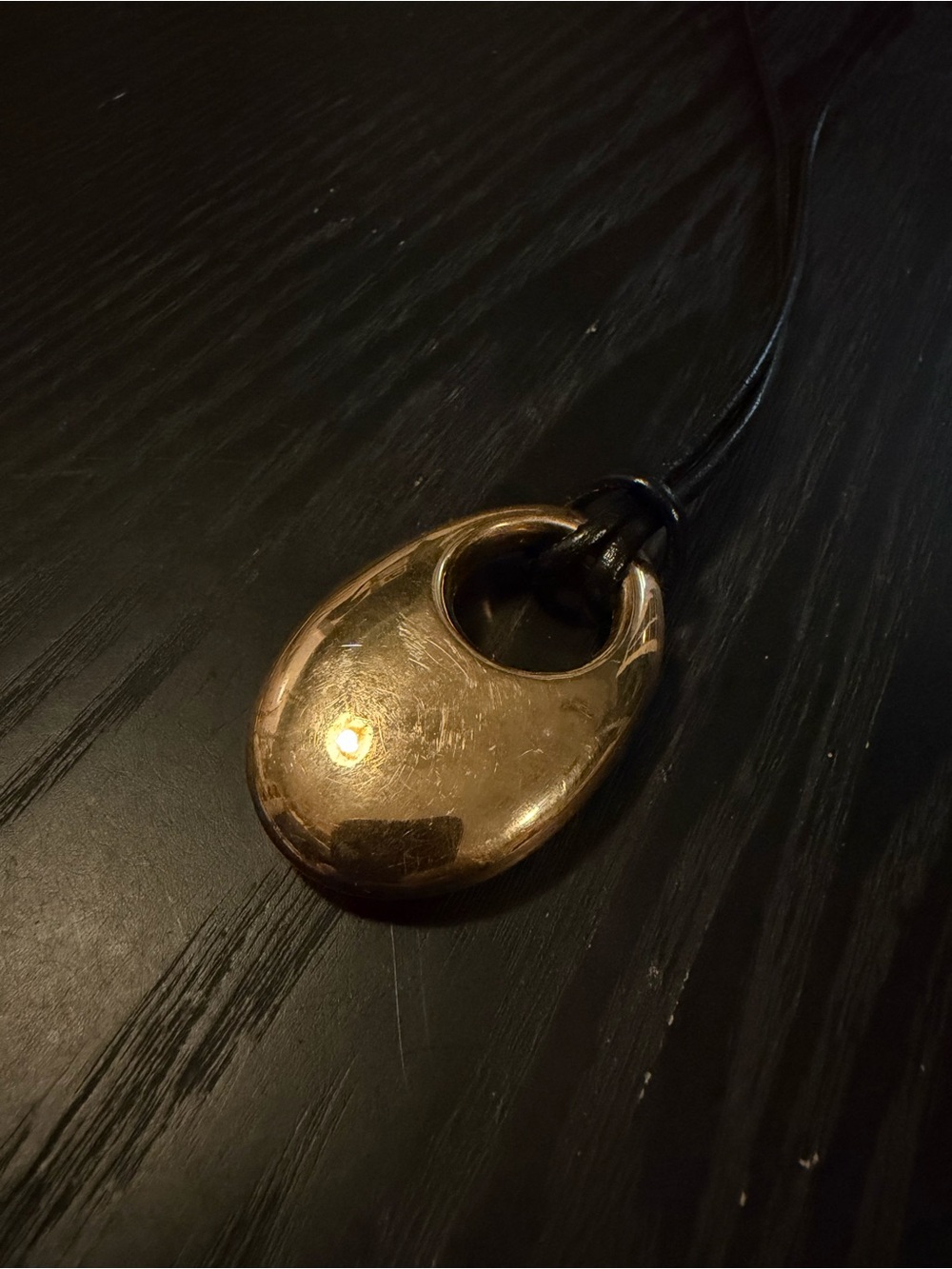 Banana Republic 14k Gold O Ring Sculpted Pendant Cord Necklace - Picture 5 of 6